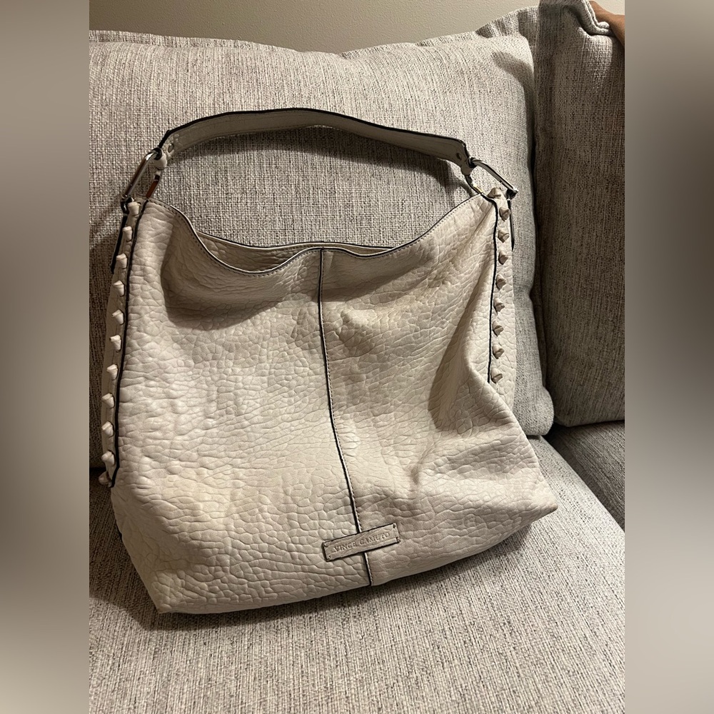 Vince Camuto Textured Cream Hobo Bag